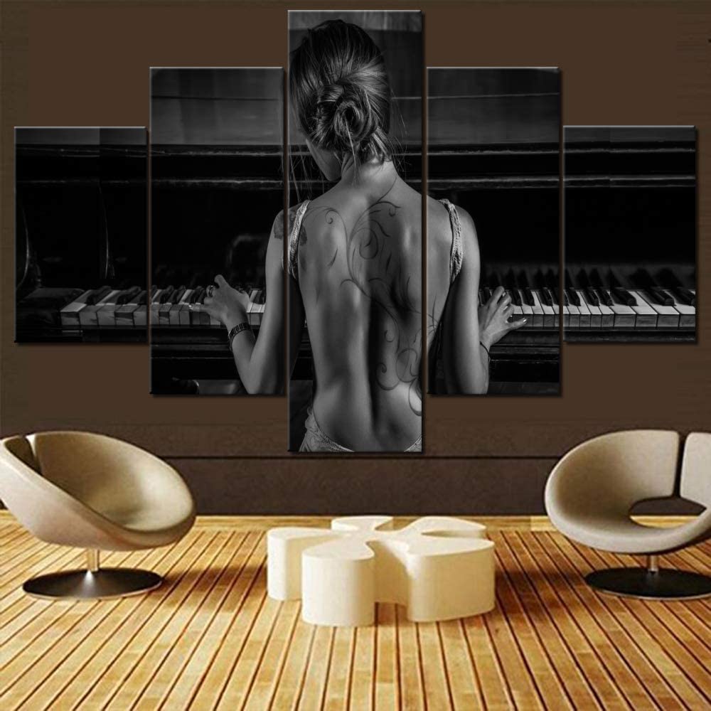 Picture Of Musical Instrument - Ingelijste 5 Stuks Muziekinstrumenten Gitaar Piano